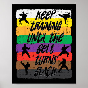 Karate Training Belt Turns Black Martial Arts Men Poster
