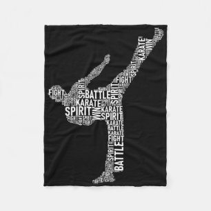 Karate Typography - Martial Arts Coach Comt Self D Fleece Blanket