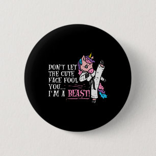 Karate Unicorn Cute Face Beast Taekwondo Martial A 2 Inch Round Button