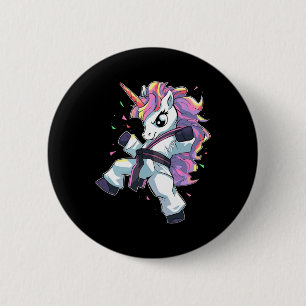 Karate Unicorn Girl Martial Arts Taekwondo Kickbox 2 Inch Round Button