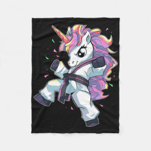 Karate Unicorn Girl Martial Arts Taekwondo Kickbox Fleece Blanket