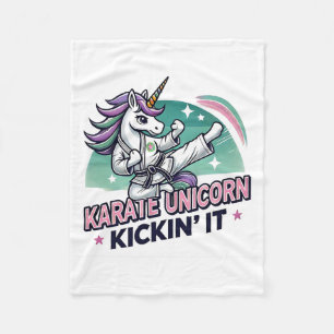 Karate Unicorn Kickin' It Martial Arts  Fleece Blanket