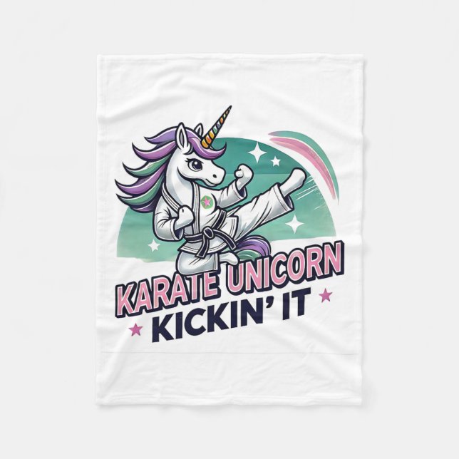 Karate Unicorn Kickin' It Martial Arts  Fleece Blanket (Front)