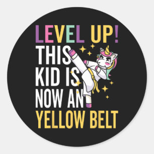 Karate Uniform Unicorn Level Up Yellow Belt Award Classic Round Sticker