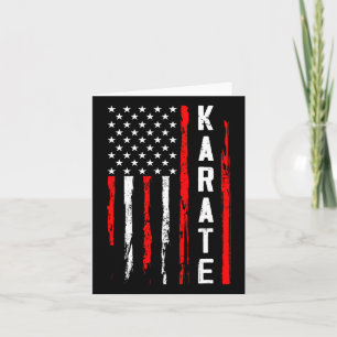 Karate Usa American Flag  Card