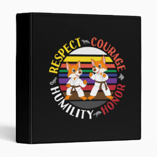 Karate Values - Cute Sparring Fox Silhouettes Binder