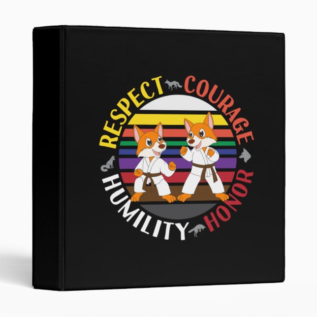 Karate Values - Cute Sparring Fox Silhouettes Binder (Front/Spine)