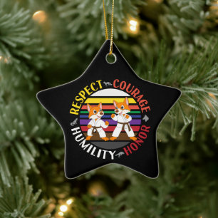 Karate Values Respect Courage Humility Honor Ceramic Ornament