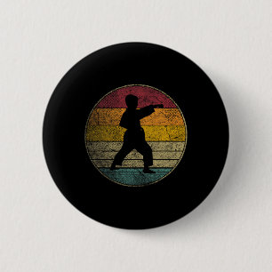 Karate Vintage Distressed Retro Silhouette 70s 80s 2 Inch Round Button
