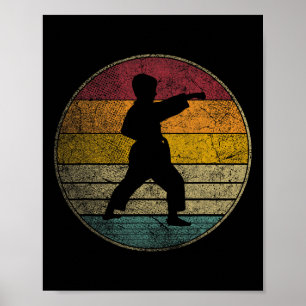 Karate Vintage Distressed Retro Silhouette 70s 80s Poster