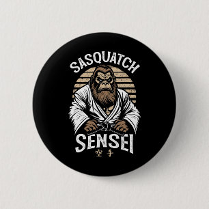Karate Warrior Legend Sasquatch Sensei Bigfoot Mar 2 Inch Round Button