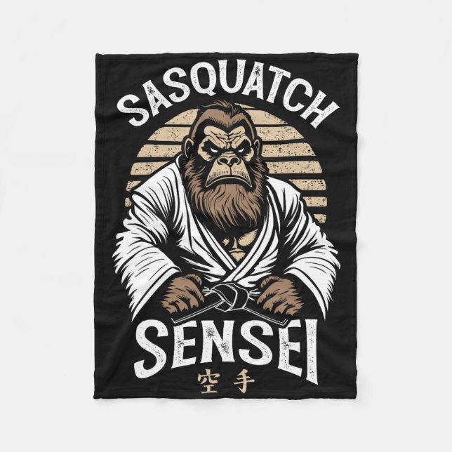 Karate Warrior Legend Sasquatch Sensei Bigfoot Mar Fleece Blanket (Front)