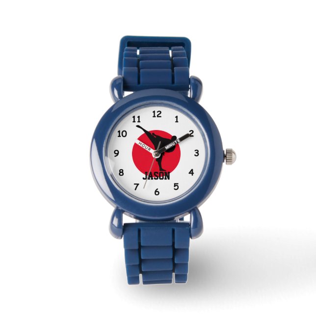 Karate watch for kids with personalized name (Front)