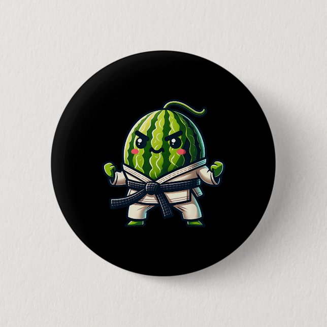 Karate Watermelon Master Cute Fighter  2 Inch Round Button (Front)