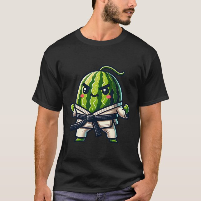 Karate Watermelon Master Cute Fighter  T-Shirt (Front)