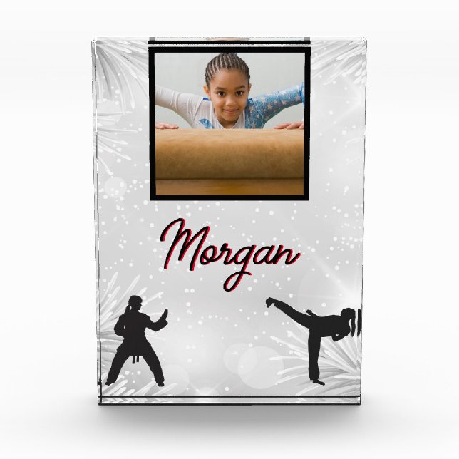 Karate Winter Wonder Personalized Photo & Name  Block (Front)