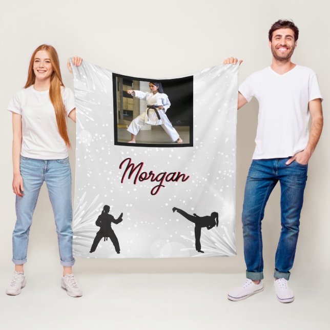 Karate Winter Wonder Personalized Photo & Name   Fleece Blanket (In Situ)