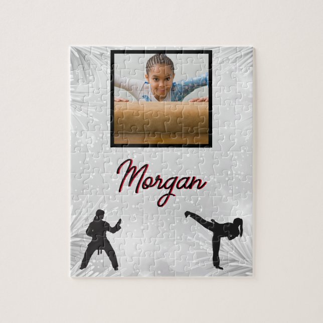Karate Winter Wonder Personalized Photo & Name  Jigsaw Puzzle (Vertical)
