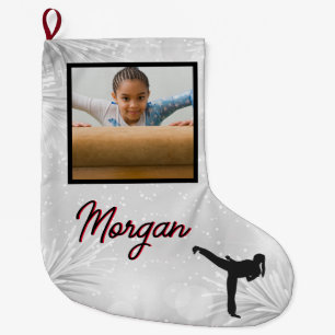 Karate Winter Wonder Personalized Photo & Name Large Christmas Stocking