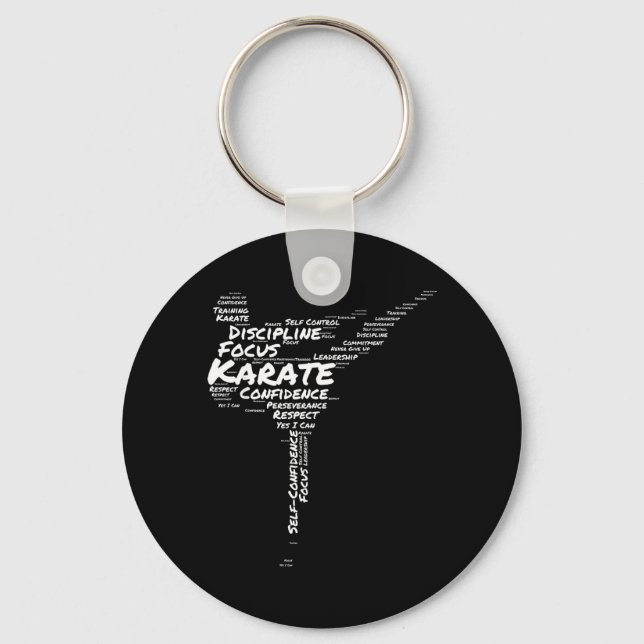 Karate Word Cloud Side Kick Motivational Inspire Keychain (Front)