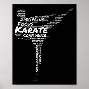 Karate Word Cloud Side Kick Motivational Inspire Poster