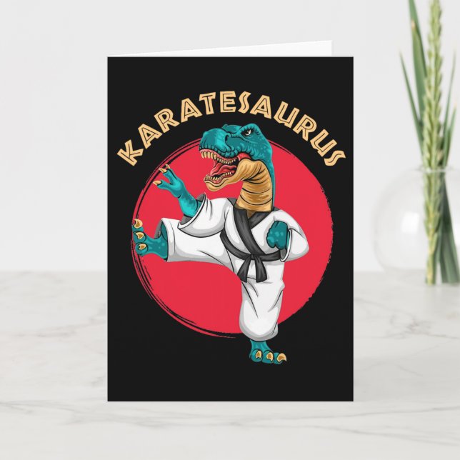 Karatesaurus Funny Karate Dinosaur  Card (Front)