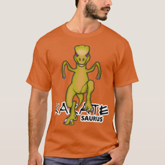 Karatesaurus Raptor Crane Kick Funny Dino Karate T-Shirt