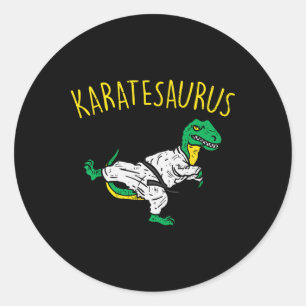 Karatesaurus Trex Karate Funny Dinosaur Martial Ar Classic Round Sticker