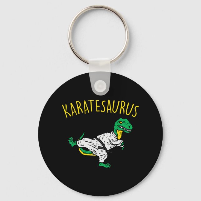 Karatesaurus Trex Karate Funny Dinosaur Martial Ar Keychain (Front)