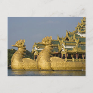 Karaweik Hall is a landmark of Yangon, locating Postcard