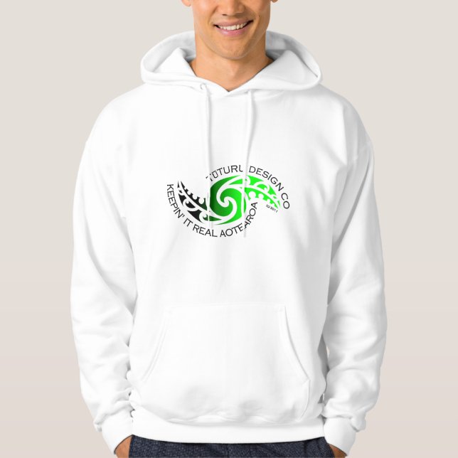 Karearea Hoodie or Tee - Green on White (Front)