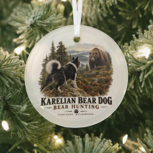 Karelian Bear Dog Glass Ornament