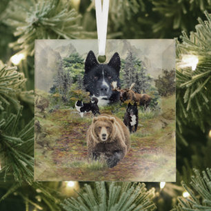 Karelian Bear Dog Glass Ornament