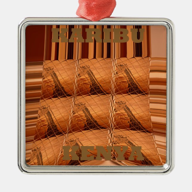 Karibu Giraffe Hakuna Matata Chic Modern  art  Col Metal Ornament (Front)