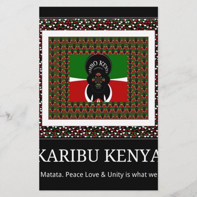 Karibu Kenya: Vibrant National Flag Colours design (Front)