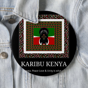 Karibu Kenya: Vibrant National Flag Colours Hakuna 6 Inch Round Button