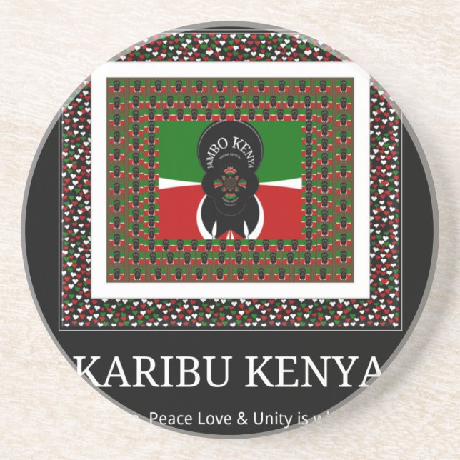 Karibu Kenya: Vibrant National Flag Colours Hakuna Coaster (Front)