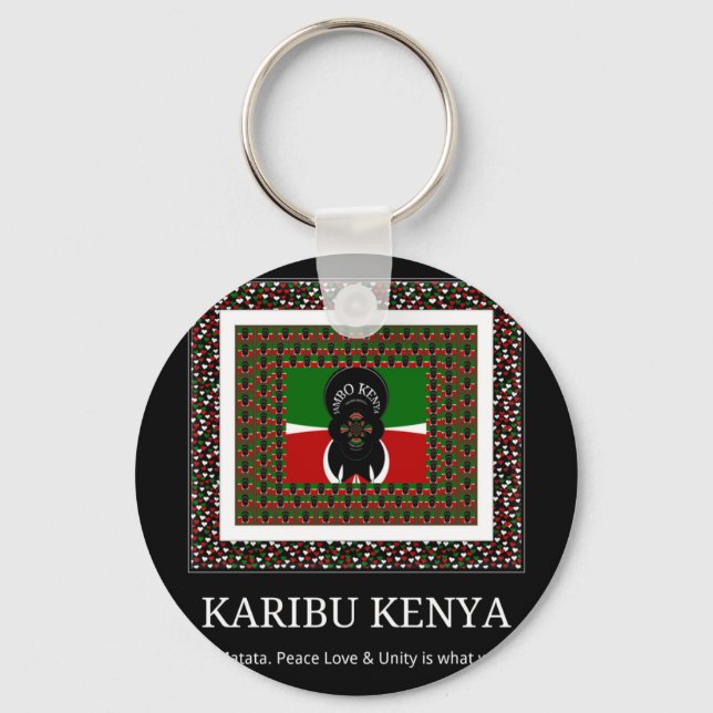 Karibu Kenya: Vibrant National Flag Colours Hakuna Keychain (Front)