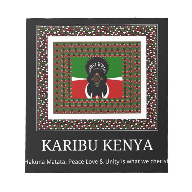 Karibu Kenya: Vibrant National Flag Colours Hakuna Notepad (Front)