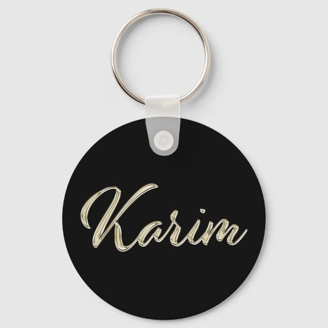 Karim Name whitegold Button Schlüsselanhänger Keychain (Front)