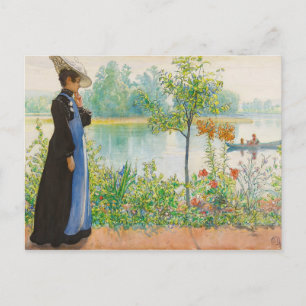 Karin at the Shore by Carl Larsson (1908) Postcard