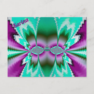 KARINA ~ 3D Fractal Design Pattern ~ Green Purple Postcard