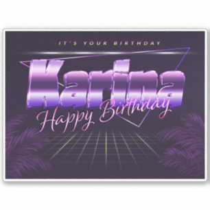 Karina Name Vorname lila retro Sticker Geburtstag