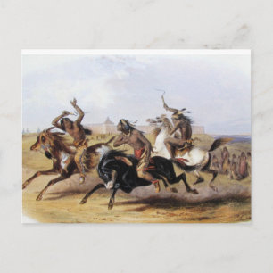 Karl Bodmer - Horse Racing of the Sioux Postcard