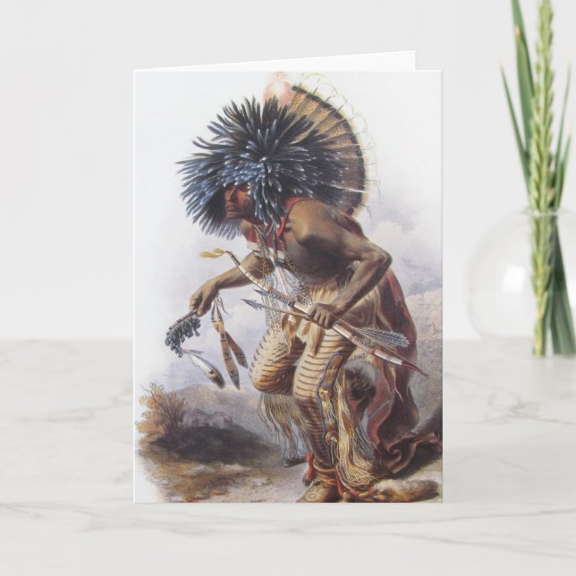 Karl Bodmer - Moennitarri Warrior doing Dog Dance Card (Front)