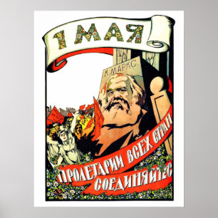 Karl Marx, first may, labour day, vintage Poster