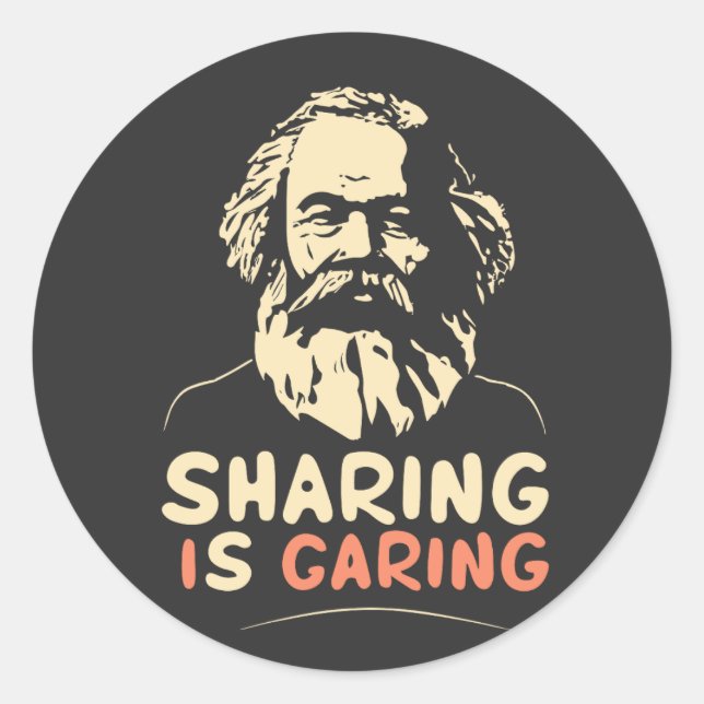 Karl Marx Funny Communist Memes Sharing Is Caring Classic Round Sticker (Front)