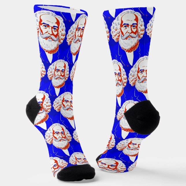 Karl Marx Portrait - Graphic Illustration Socks (Angled)