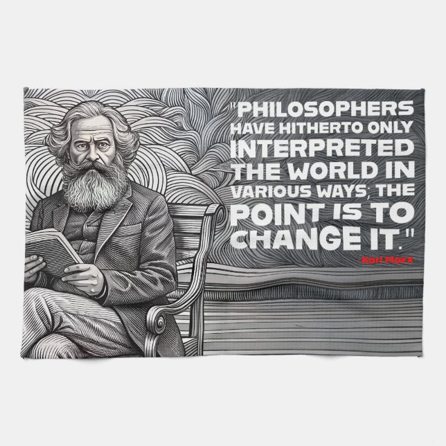 Karl Marx Quote Design - Be the change !  Kitchen Towel (Horizontal)