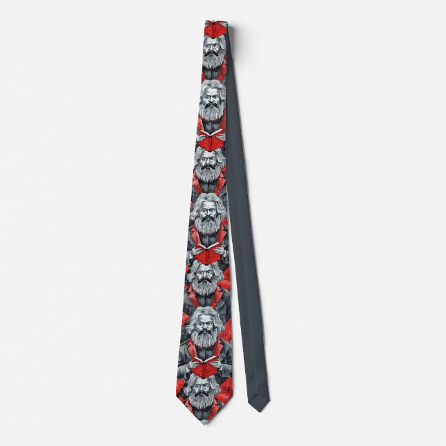 Karl Marx reading books lovers gift Tie (Front)
